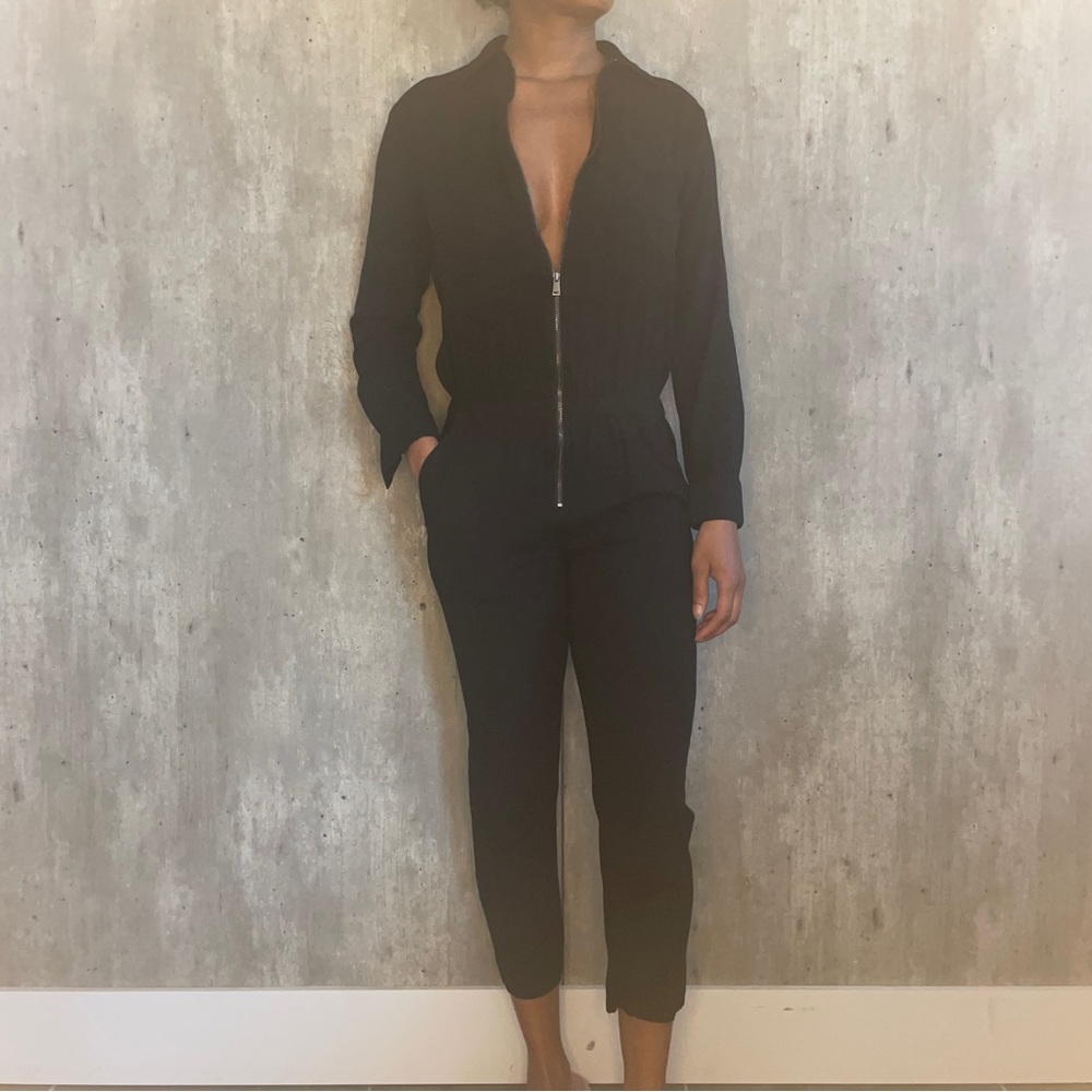 LOFT black utility jumpsuit.